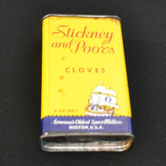 Stickney and Poors Other - Vintage Spice Tin For Retro Kitchen Decor Stickney And Poors Cloves Boston